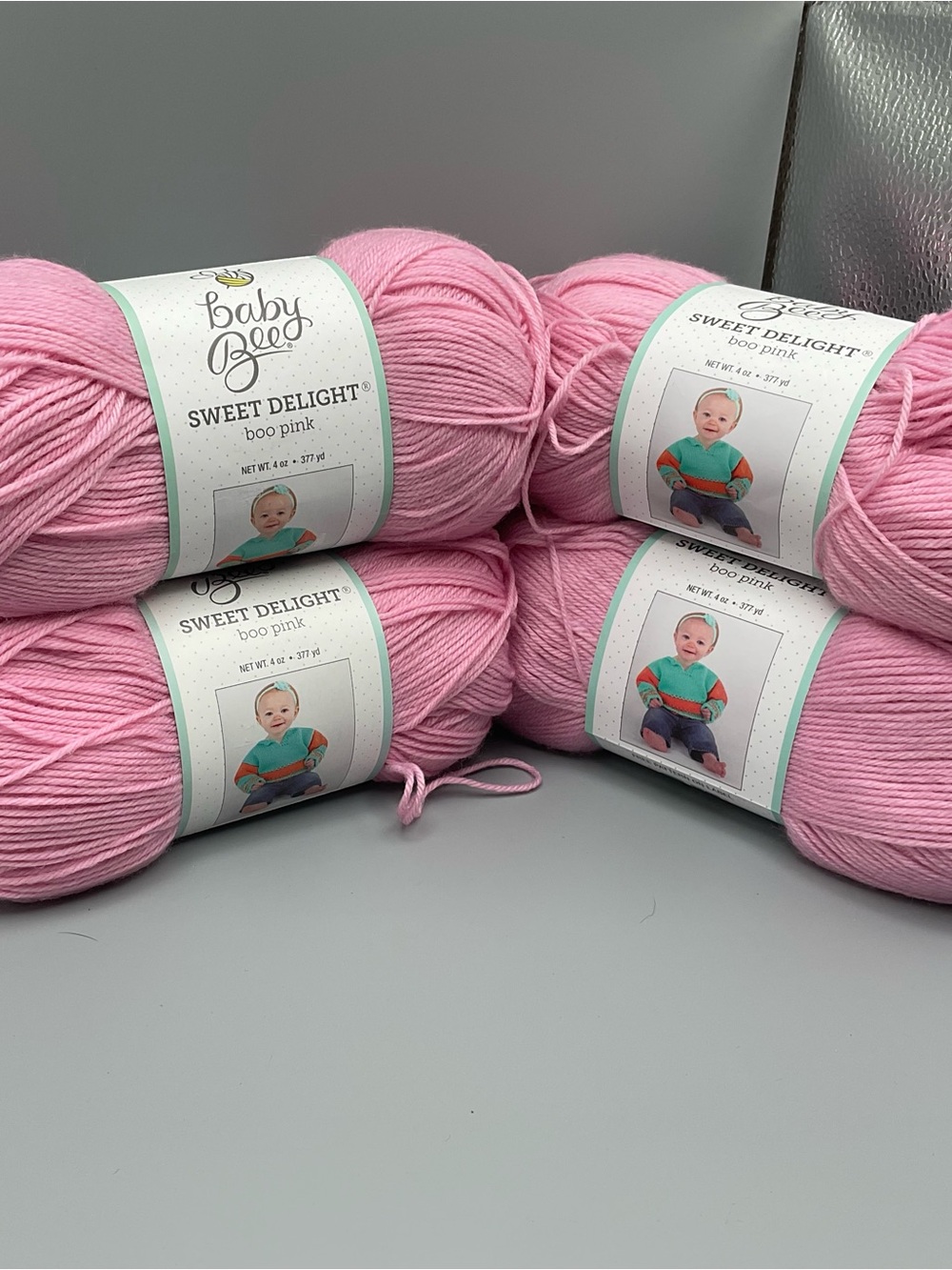 Baby Bee Sweet Delight Pink DK Yarn4 Skeins 4oz 377yd Acrylic/Polyamide